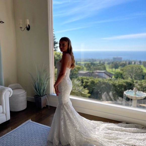 Love by Pnina Tornai lace strapless mermaid gown Style #14914T - Picture 7 of 15